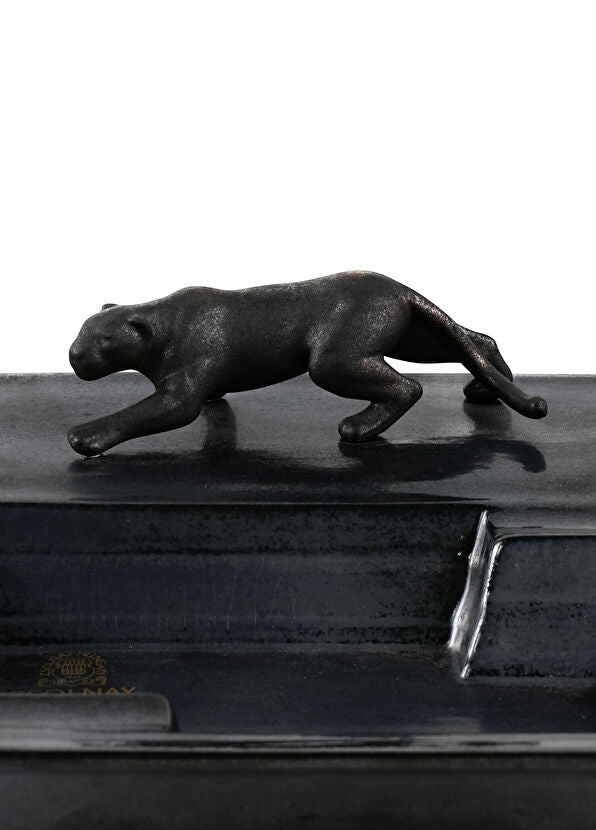 Zsolnay Siyah Panter Figürlü Art Deco Porselen Kül Tablası
